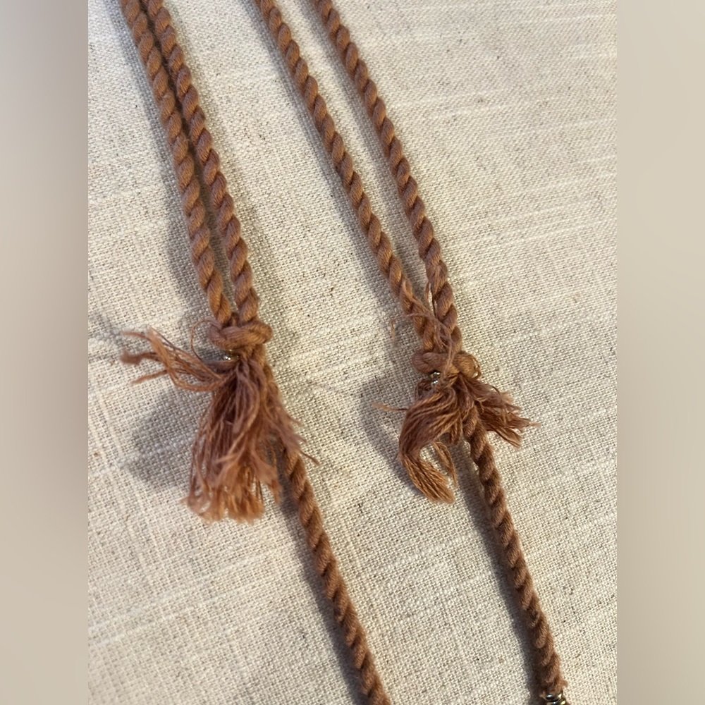 Artisan Boho Collar Necklace Brass Fringe Crescent Anthropologie Style - Picture 6 of 7